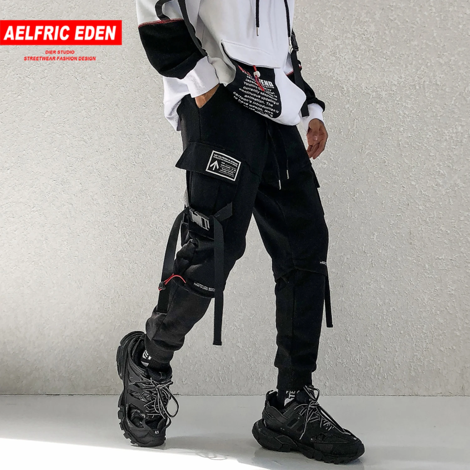 Aelfric Eden хип хоп Карманы Мужские Гарем карго Брюки модные Harajuku повседневные ленты уличная Джоггеры мужские спортивные брюки