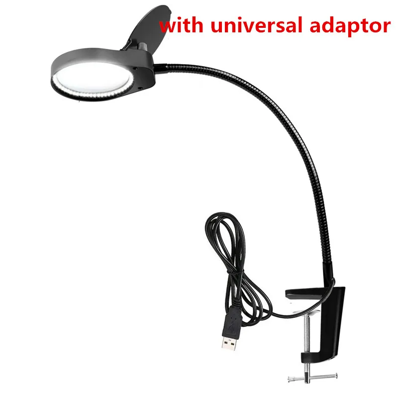 black universal plug 5X увеличительное стекло с регулируемое светодиодное освещение - Цвет: black universal plug