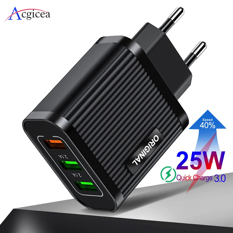 3 USB зарядное устройство для быстрой зарядки QC 0 iPhone XR 11 Pro Max XS X Samsung S10 A50 настенный