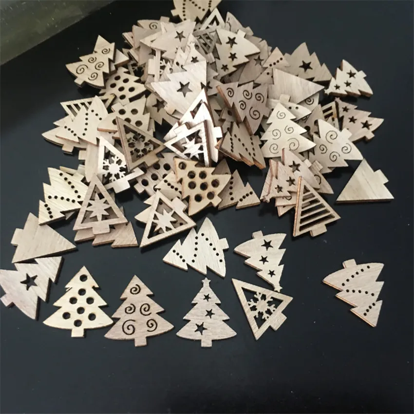 50/100 шт. DIY Плетеный абажур из натурального дерева чип Рождественская елка висячие украшения кулон подарки для детей Снеговик Форма Рождество украшения для дома