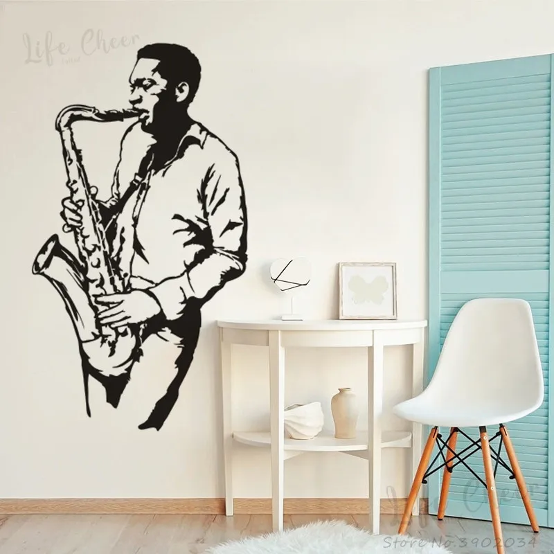 Музыкальный инструмент саксофон наклейки на стену Джаз клуб музыкальный