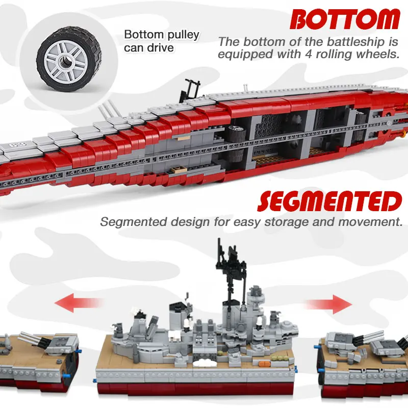 Военная серия набор линкоров Миссури Строительные блоки совместимы с новым