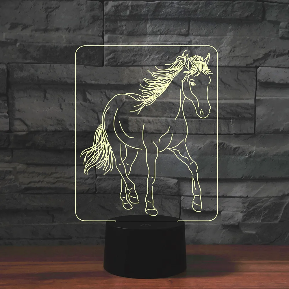 3d-ночники с рисусветодиодный лошади настольная лампа USB-разъемом в виде животных