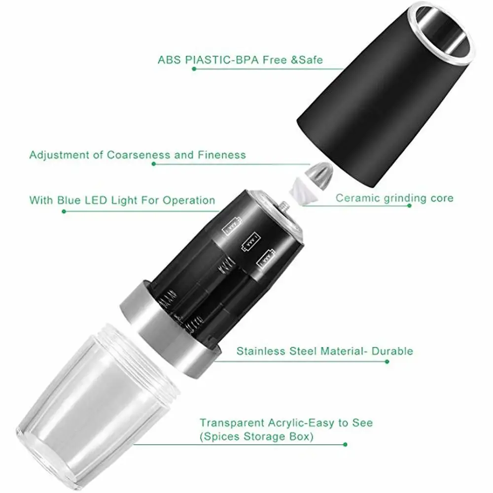 Гравитационный Электрический перец мельница на батарейках автоматическая для