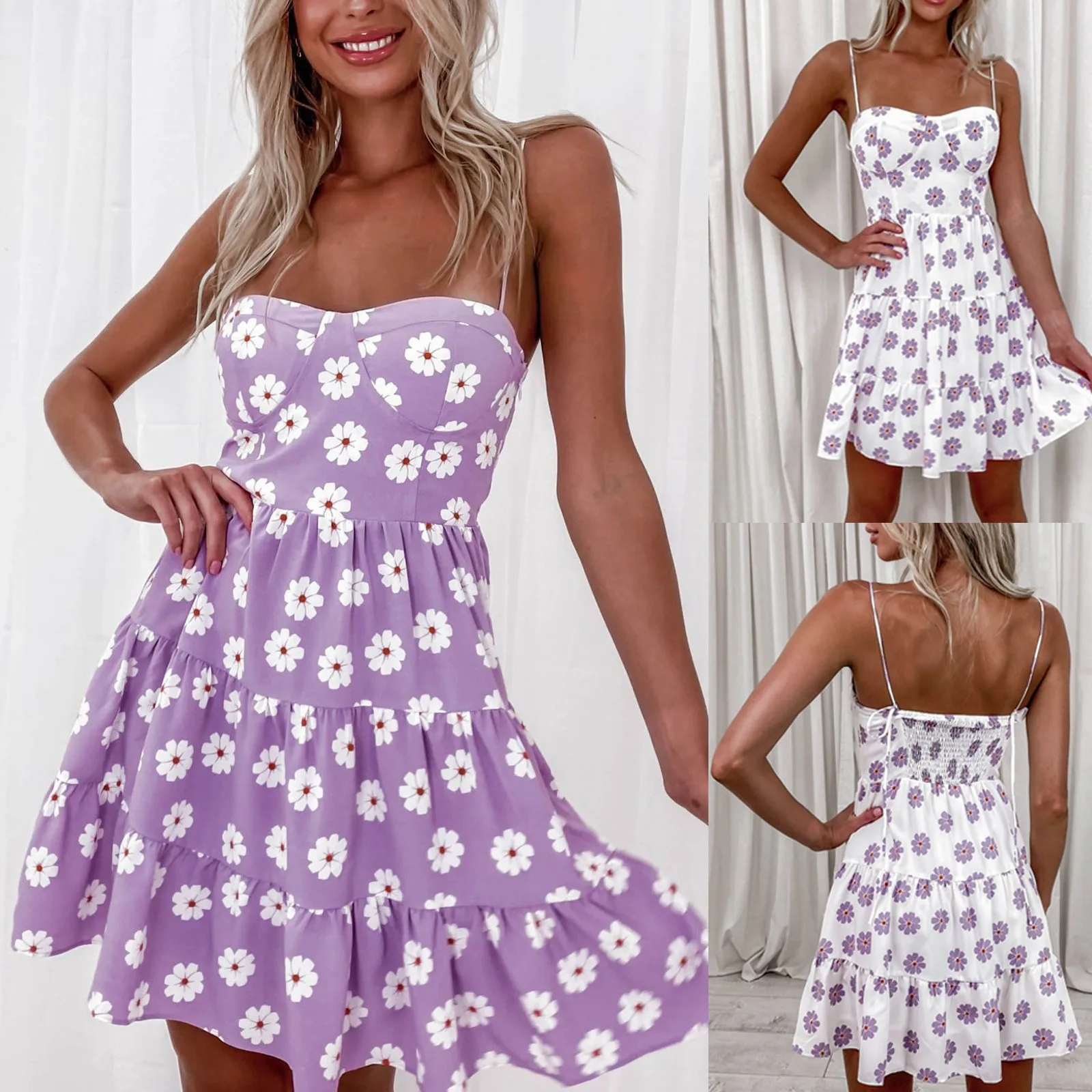 

SAGACE Women Leisure Fashion No Positioning Floral Sling Sleeveless Street Style Summer Party Elegant Minisuit vestido 2021