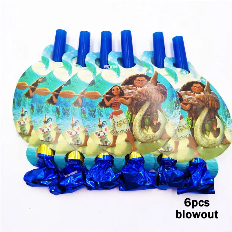 6pc Blowout 24 шт./компл. Моана для капкейка-Baby Shower дети День Рождения декоративные принадлежности дети были счастливы День рождения расходные материалы - Цвет: 6pc Blowout