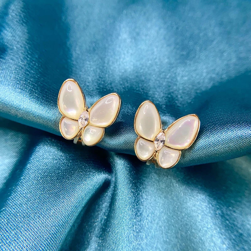 Luxury 100% 925 Sterling Silver butterfly Stud Earrings For Women Cute Party Exquisite High Carbon Diamond Fine Jewelry Gift