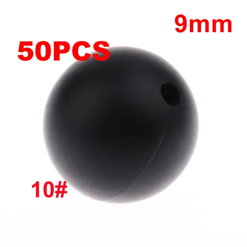 10 Black QHBC 50 шт. Силиконовые Круглые Бусины 9 мм Жемчуг Bpa бесплатно жевательные Детские Прорезыватели ожерелье аксессуары цепочка для соски DIY Уход игрушка Kralen - Цвет: 10 Black