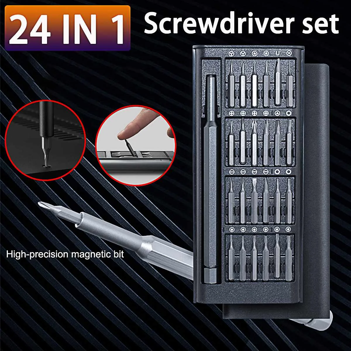 

24 In 1 Screwdriver Set Precision Magnetic Screw Driver Bits Torx Hex Bit Electric Mobile Phone Computer Repair Screwdrivers Kit