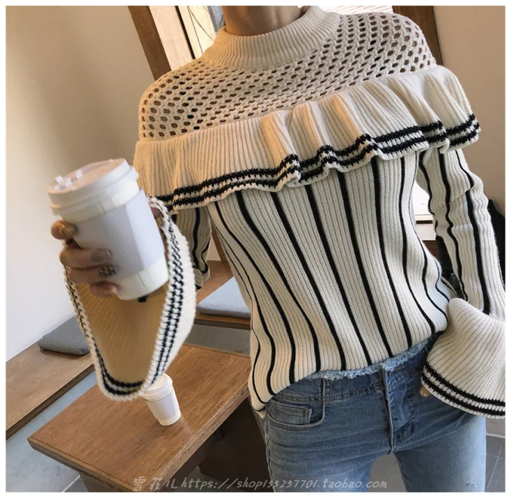 HAMALIEL свитер для подиума с автопортретом топы новинка весна-осень оборками в