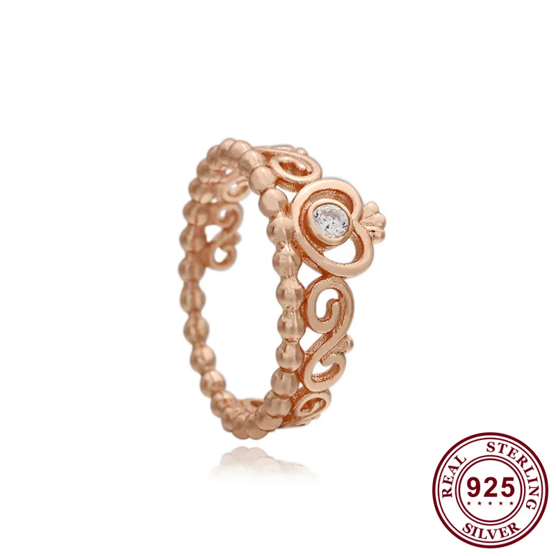 

Original 925 Sterling Silver Pan Ring Rose Gold Retro Crown Ring For Women Wedding Party Gift Fashion Jewelry