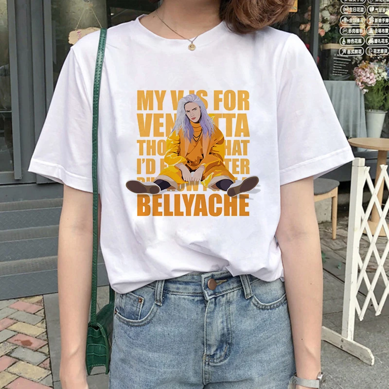 4017 Billie Eilish Harajuku графическая модная футболка для женщин 90s хип-хоп Ullzang футболка Bad Guy забавная футболка buy Friend Топ Футболка женская - Цвет: 4017