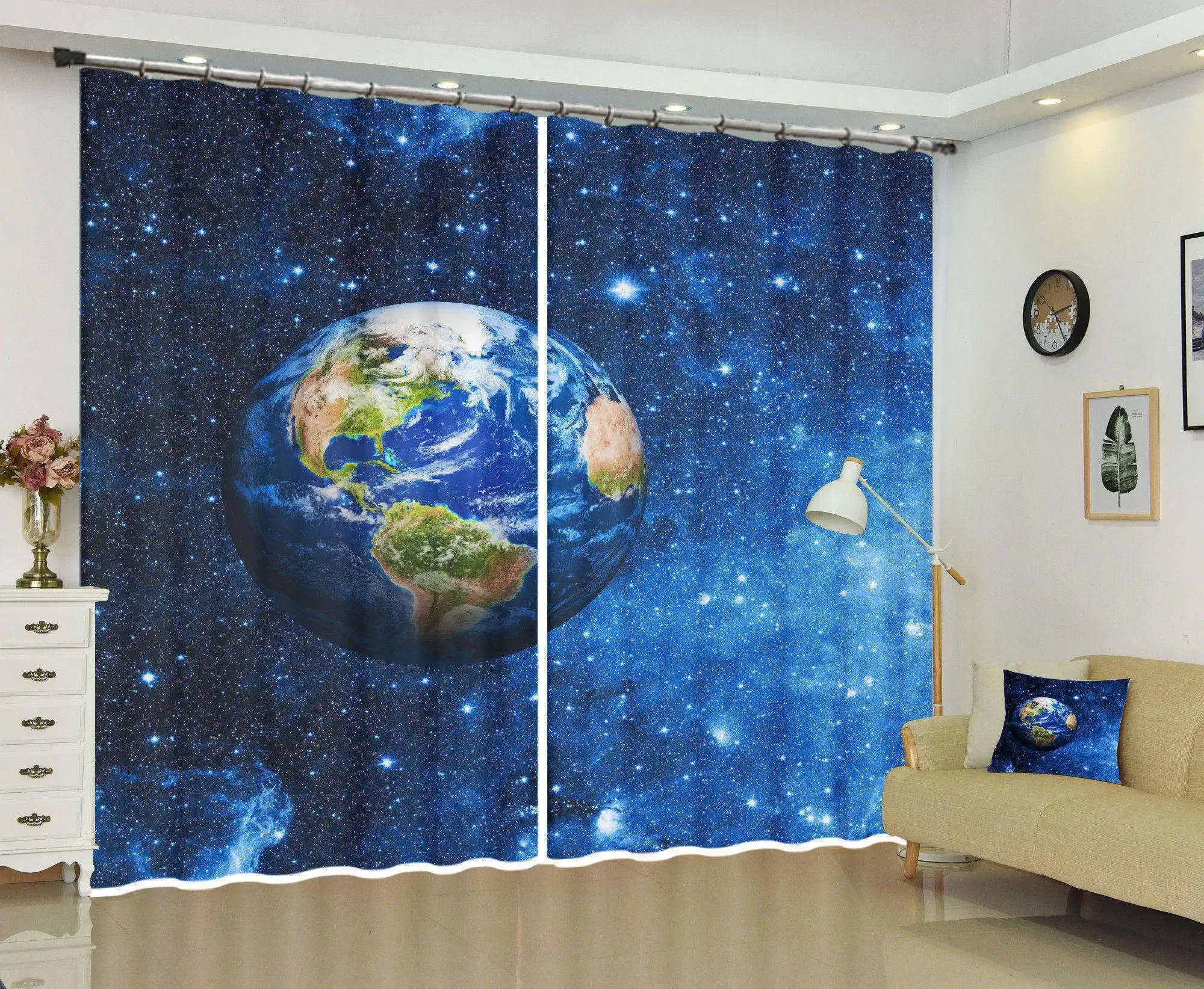 Космическая планета черная дыра личности 3D затемненные шторы на карту