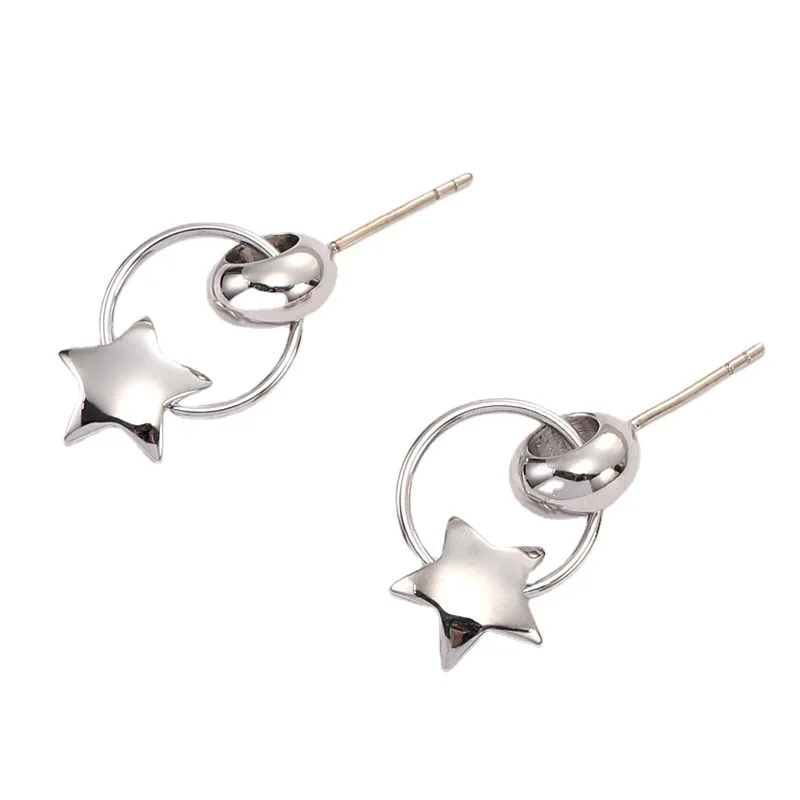 

Hot Sales Round Annulus Enlaces Five Pointed Star Small Women Earrings Minimalist Girl Trendy Jewelry