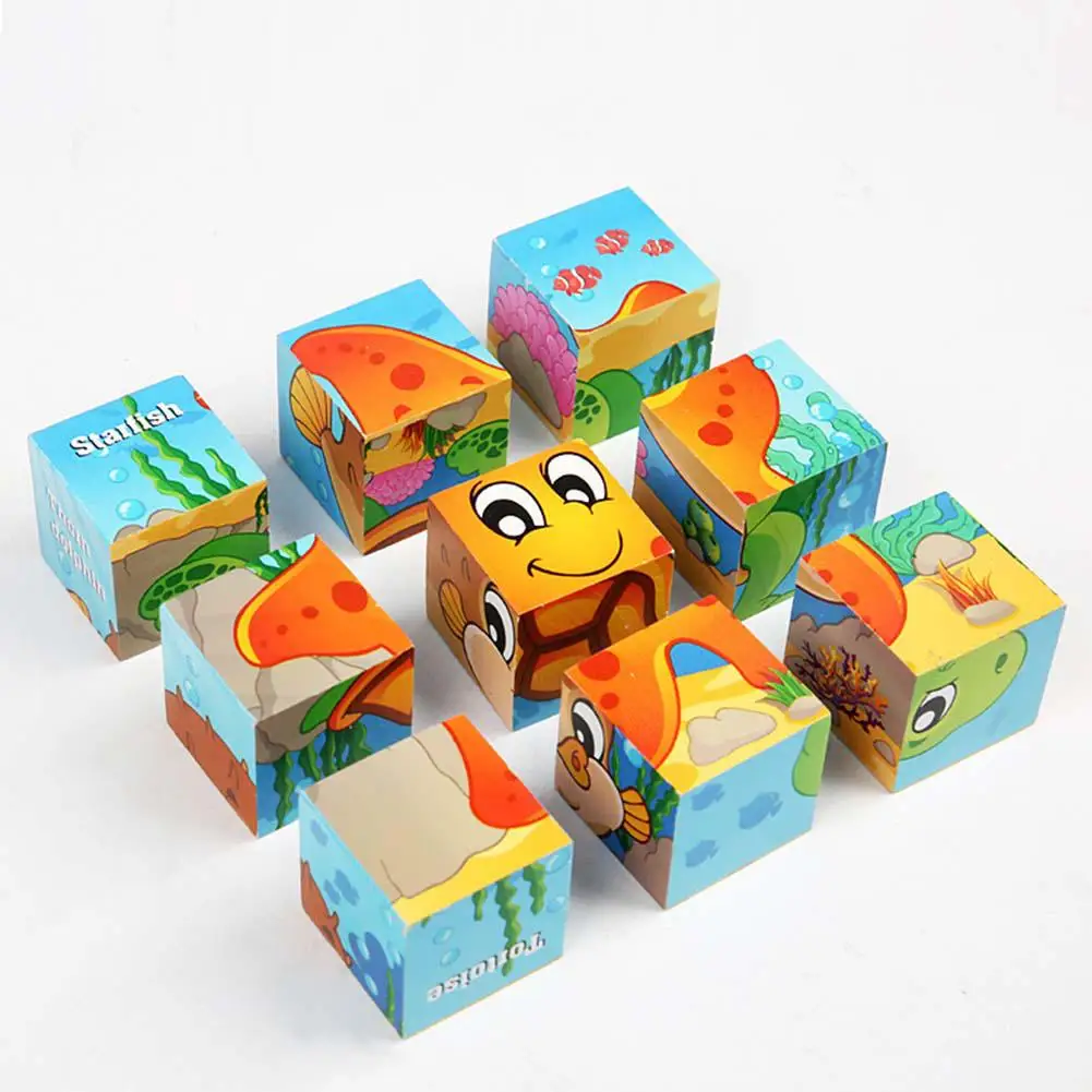 

Kuulee Kids Wooden Building Blocks Early Education Puzzle Toy With Iron Storage Box