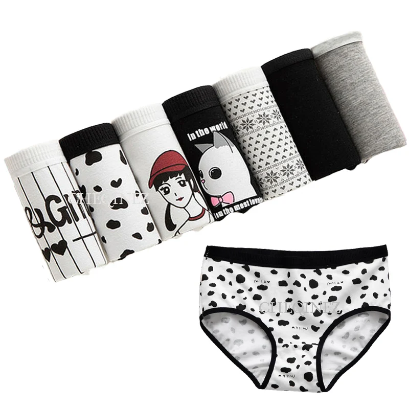 7 шт. женские хлопковые бесшовные трусы с цветочным принтом|Женские трусики| |