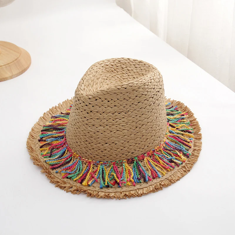 Красочная кисточка лента украшение соломенное затенение шляпа от солнца Женская