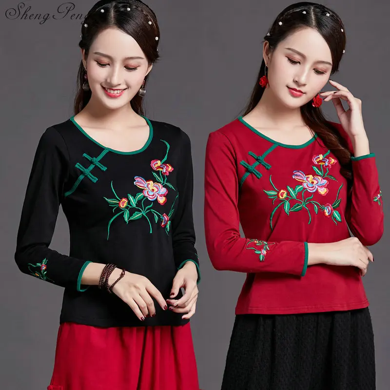 Китайский традиционный топ с цветочным принтом Cheongsam китайская блузка рубашка