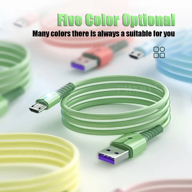 

LED Lighting Micro USB Cable Fast Charging Charger Microusb Cable For OPPO Xiaomi Android Mobile Phone Liquid Silicone Wire Cord