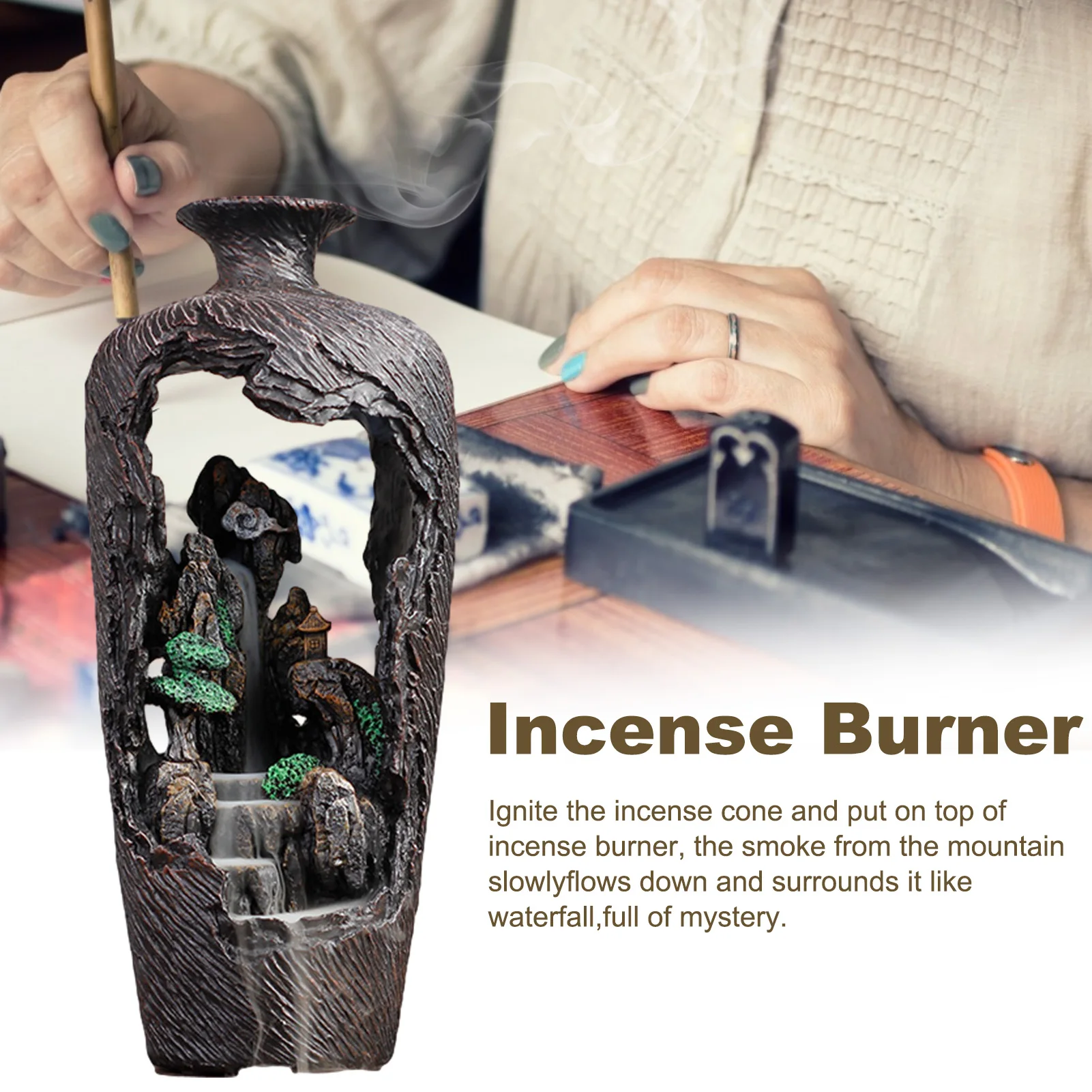 

2021 NEW Backflow Incense Burner Waterproof Incense Holder Home Decoration With 50pcs Aromatherapy