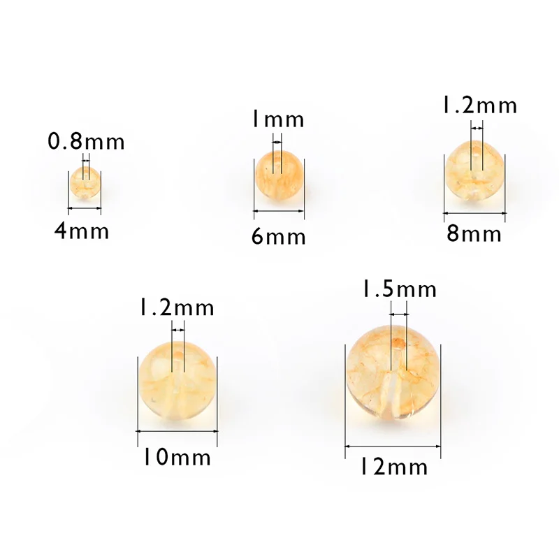 

Yellow Quartz Round Natural Orange Color Crystal Stone Smooth Loose Spacer Beads For Jewelry Making DIY Pendant Accessories