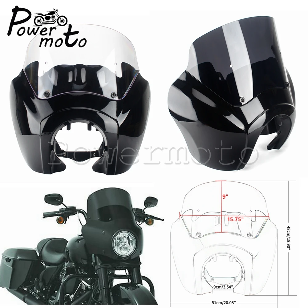 

Ширина 9 ", обтекатель фары с комплектом креплений для Harley Softail стандарт FXST Softail Street Bob FXBB 2018-2021