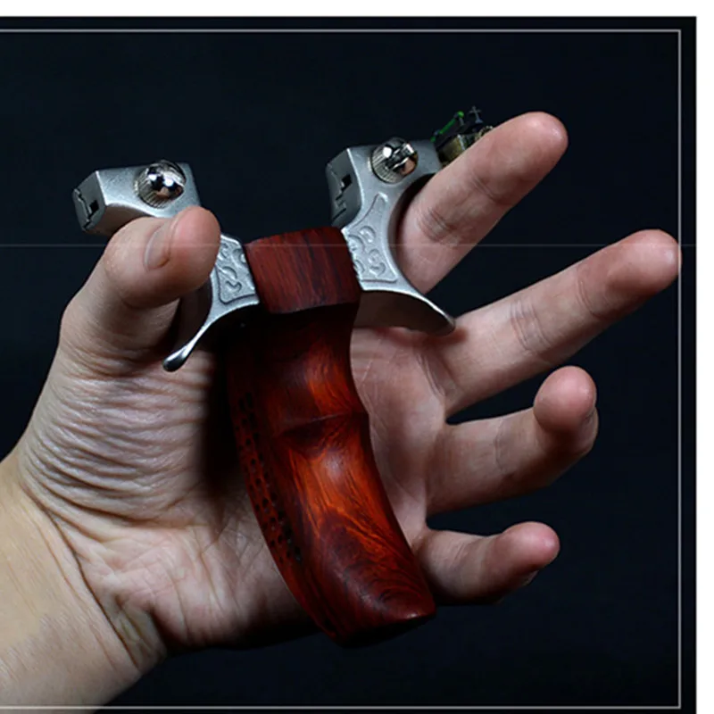 Рогатка для охоты из нержавеющей стали с деревянной ручкой плоской резиновой