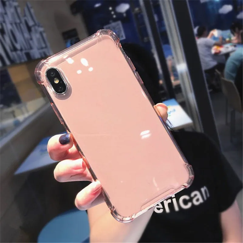 Противоударный бампер прозрачный силиконовый чехол для телефона iPhone X XS XR Max 8 7 6 6S