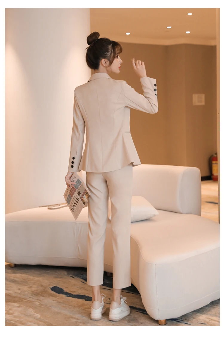 

Spring Autumn Women's Office Suit Two-Piece Pantsuit Elegant Blazer Girly Female Set Casual Loose Pants Jacket Work Clothes