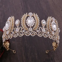 crystal headband bridal headdress rhinestone pearls wedding crown bride tiaras hair jewelry accessories