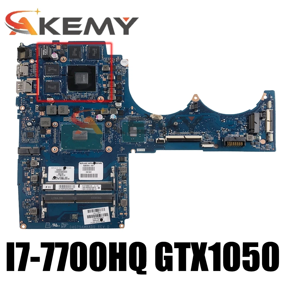 

926305-601 for HP Pavilion 15-CB Series Laptop mainboard DAG75AMBAD0 SR32Q I7-7700HQ GTX1050 4GB DDR4 board Tested
