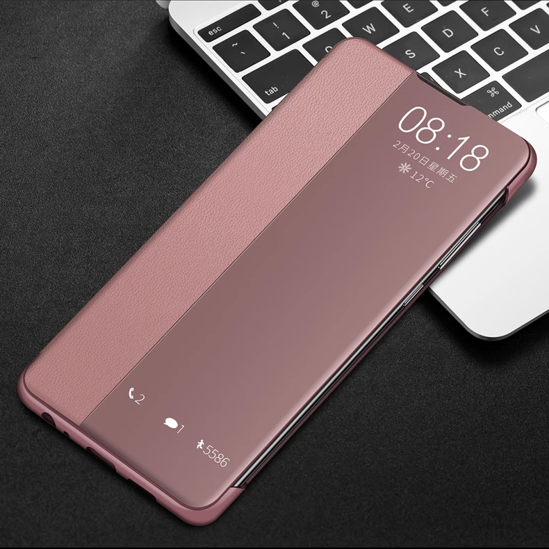 Розовый Ультра тонкий флип-чехол для телефона huawei P30 P20 Pro mate 20 Lite X 10 P10 Plus mate 20 mate 10 P 30 P30 Окно просмотра Авто Режим сна - Цвет: Розовый