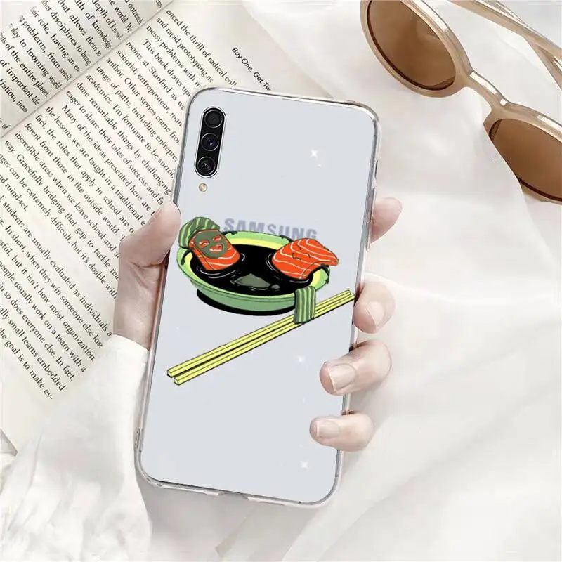 

cute cartoon sushi Phone Case Transparent for Samsung A71 S9 10 20 HUAWEI p30 40 honor 10i 8x xiaomi note 8 Pro 10t 11