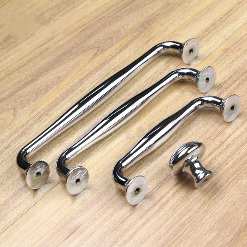 Современные Простые модные блестящие Серебристые ручки для мебели из цинкового