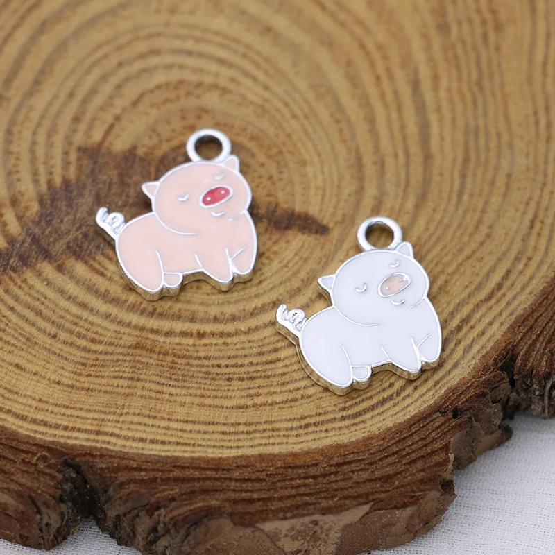 10PCS Enamel Pink Pig Charm Pendant  Jewelry Making Bracelet Necklace Earrings DIY Earrings Accessories Craft images - 6