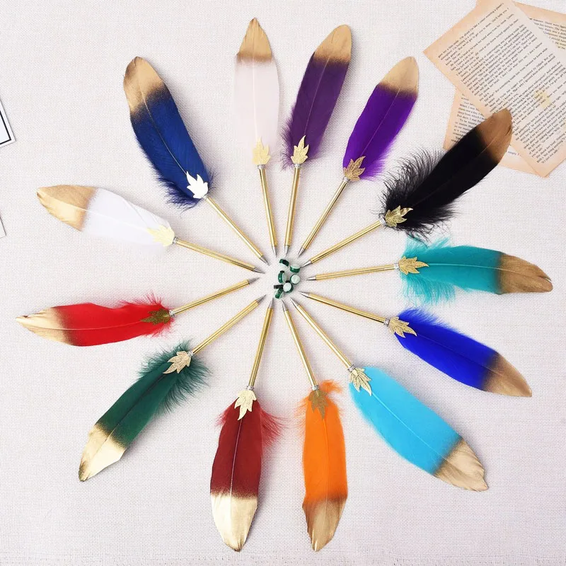 

Creative Luxury Ballpoint Pen Colorful Feather 0.5mm Stationery Writing Pens Christmas Gift Office Advertising Promotion
