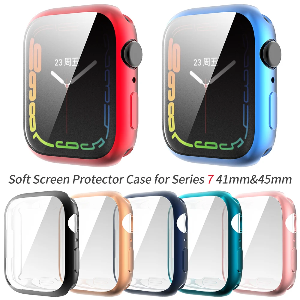 Fashion Screen Protector Case for Apple Watch Series 8 7 6 SE 5 4 Cover 41mm 45mm 40mm 44mm Soft Bumper for Iwatch Tpu Shell