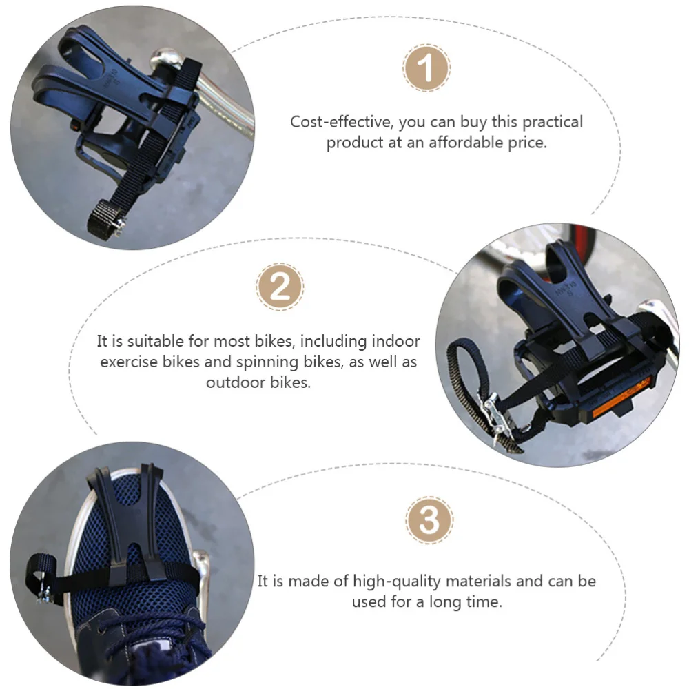 

2 Pairs Bike Pedals with Clips and Straps for Outdoor Cycling Accessories
