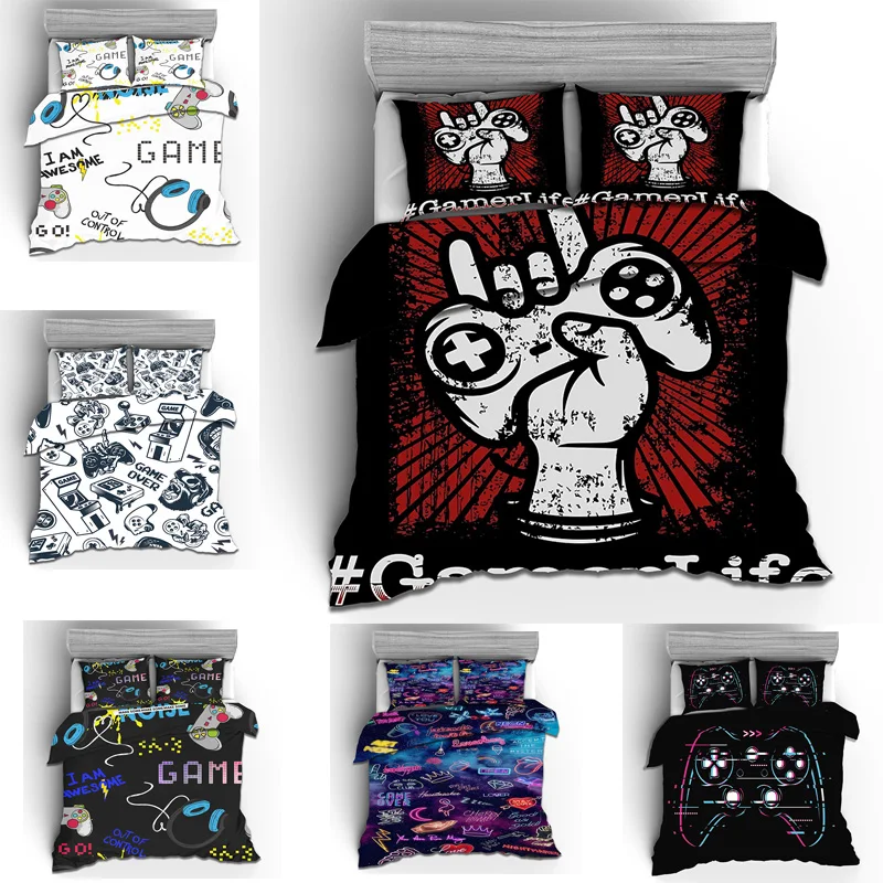 

2/3pcs 3d Digital Gamer Printing Bedding Set 1Quilt Cover + 1/2 Pillowcases US/EU/AU Size Twin Double Full Queen King