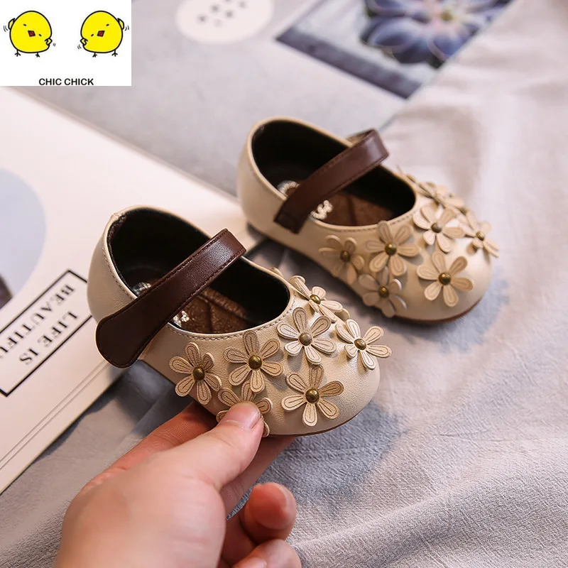 Детская кожаная обувь принцессы для девочек мягкая подошва маленьких 1 2 лет