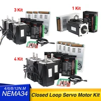 3 axis cnc kit nema 34 closed loop servo stepper motor 12n 8n 4n driver cl86 48v power supply mach3 interface board cable