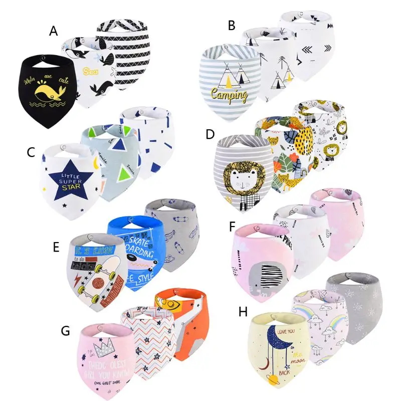

3pcs/lot Cotton Babadores Baby Bibs Bandana Infant Saliva Towel for Boys Girls