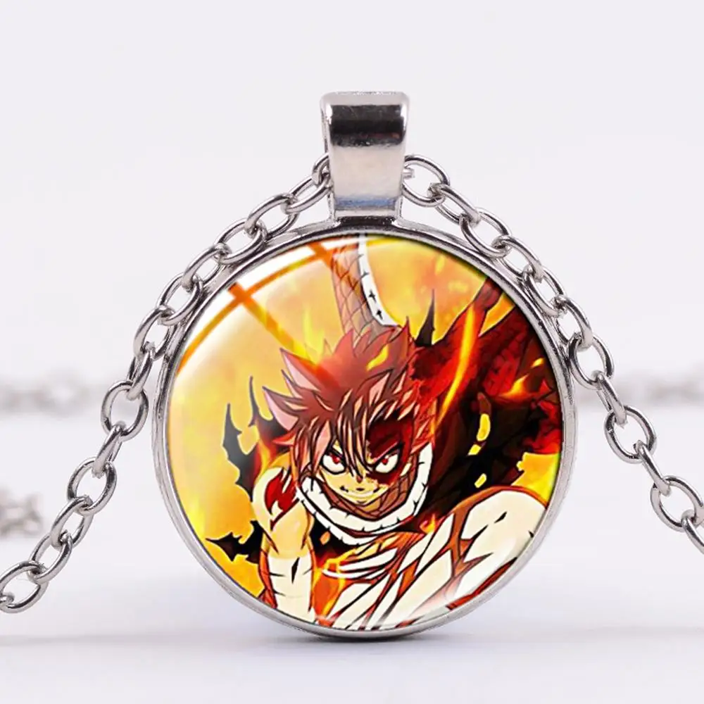 Fairy Tail Natsu Cosplay Necklace Personality Glass Photo Dome Pendant Cool Anime Cartoon Jewelry Gift for Boys | Украшения и