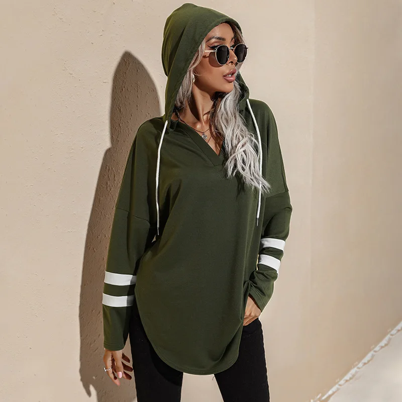 

Women's Hooded Sweater Women's Fall 2021 New Thin Section Pure Color Drawstring Street Style Fashion Trend Loose Casual Top