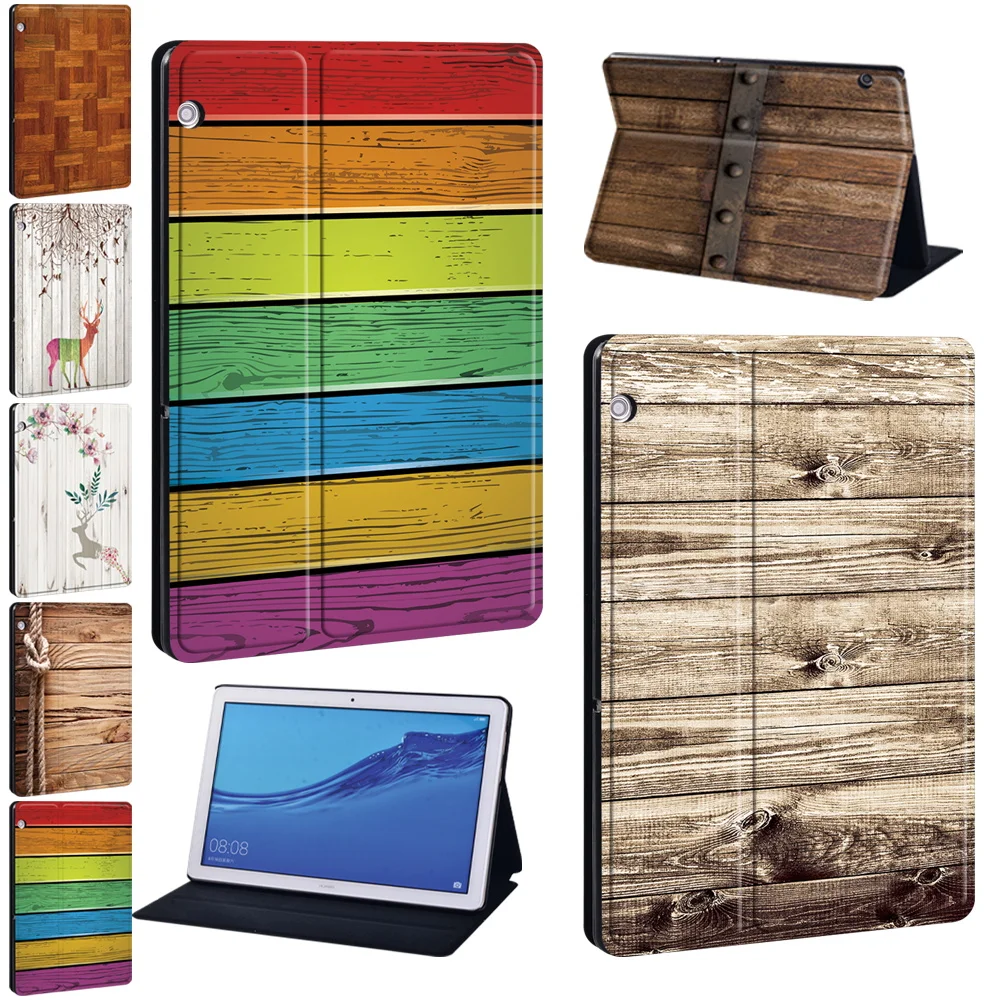 

PU Leather Tablet Case for Huawei MediaPad T3 8.0"/T3 10 9.6"/T5 10 10.1"/M5 10.8"/M5 Lite 10.1" Wood Print Series Pattern