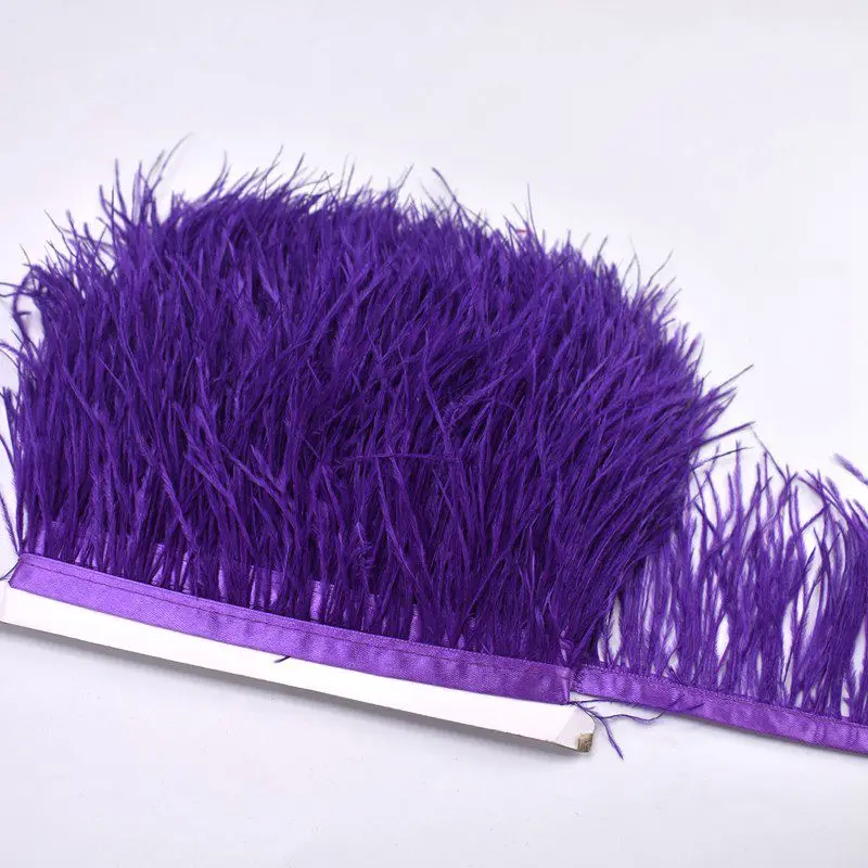 Deep purple 1 метр страусиные перья для рукоделия одежды DIY 8-10 см натуральные белые перья для рукоделия шитья DIY украшения платья - Цвет: Deep purple