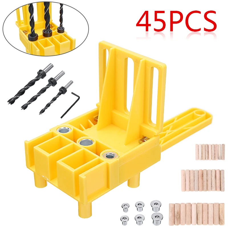 

45pcs Handheld Woodworking Guide Drilling Hole Saw Doweling Jig Drill Kits Accurate Positioning Joints