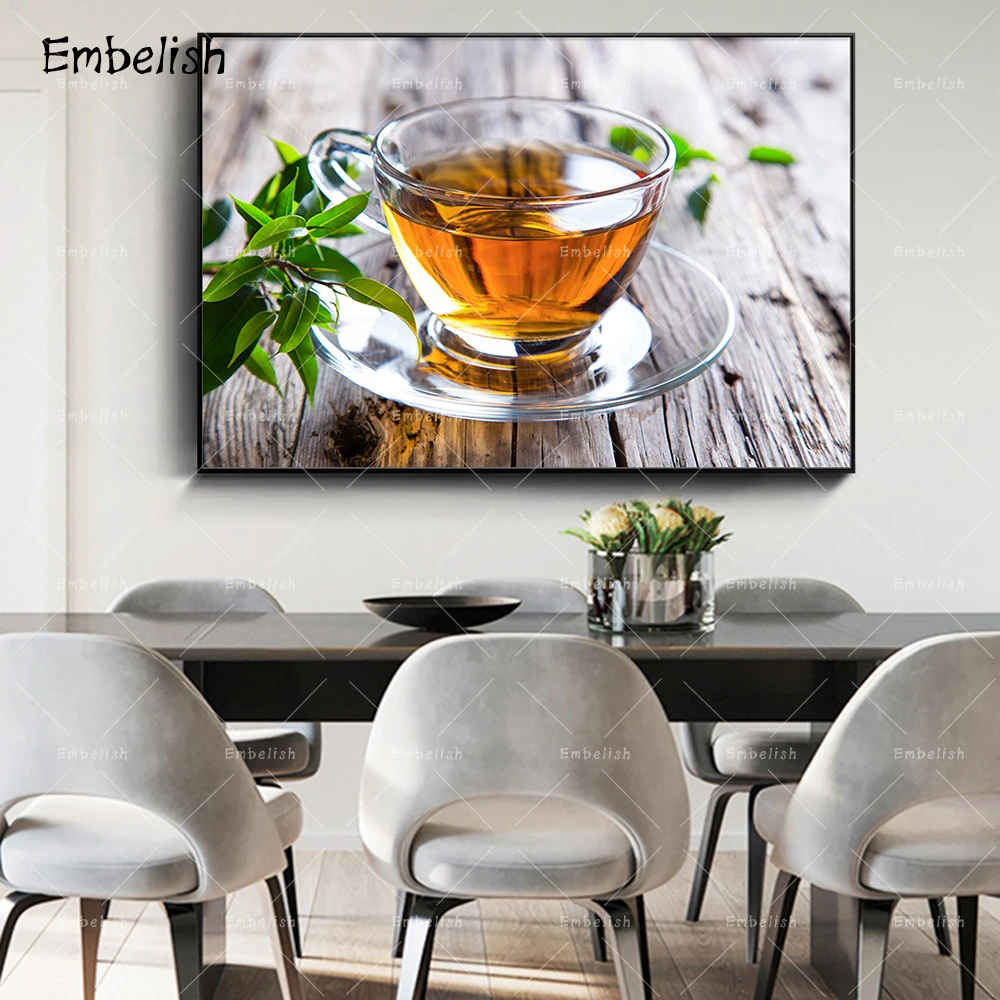 

Embelish 1 Pieces A Cup Of Tea Modern Home Decor Wall Art Posters For Living Room Kitchen Pictures HD Print On Canvas Paintings