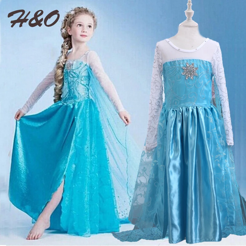 

Girls Dress Christmas Elsa Cosplay Costume Role-playing Princess Halloween Long Dress For Birthday Party Children Kid Clothing