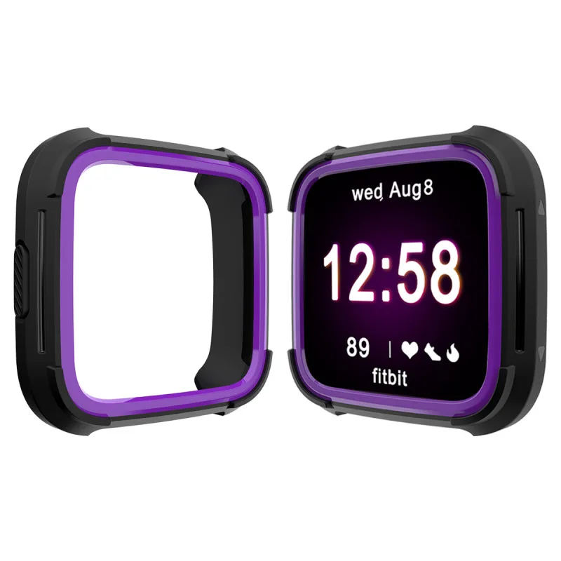 black purple 6 цветов ТПУ и ПК чехол для Fitbit Versa, ремешок часы в виде ракушки Экран протектор Аксессуары для смарт-часов для Fitbit Versa Lite - Цвет: black purple